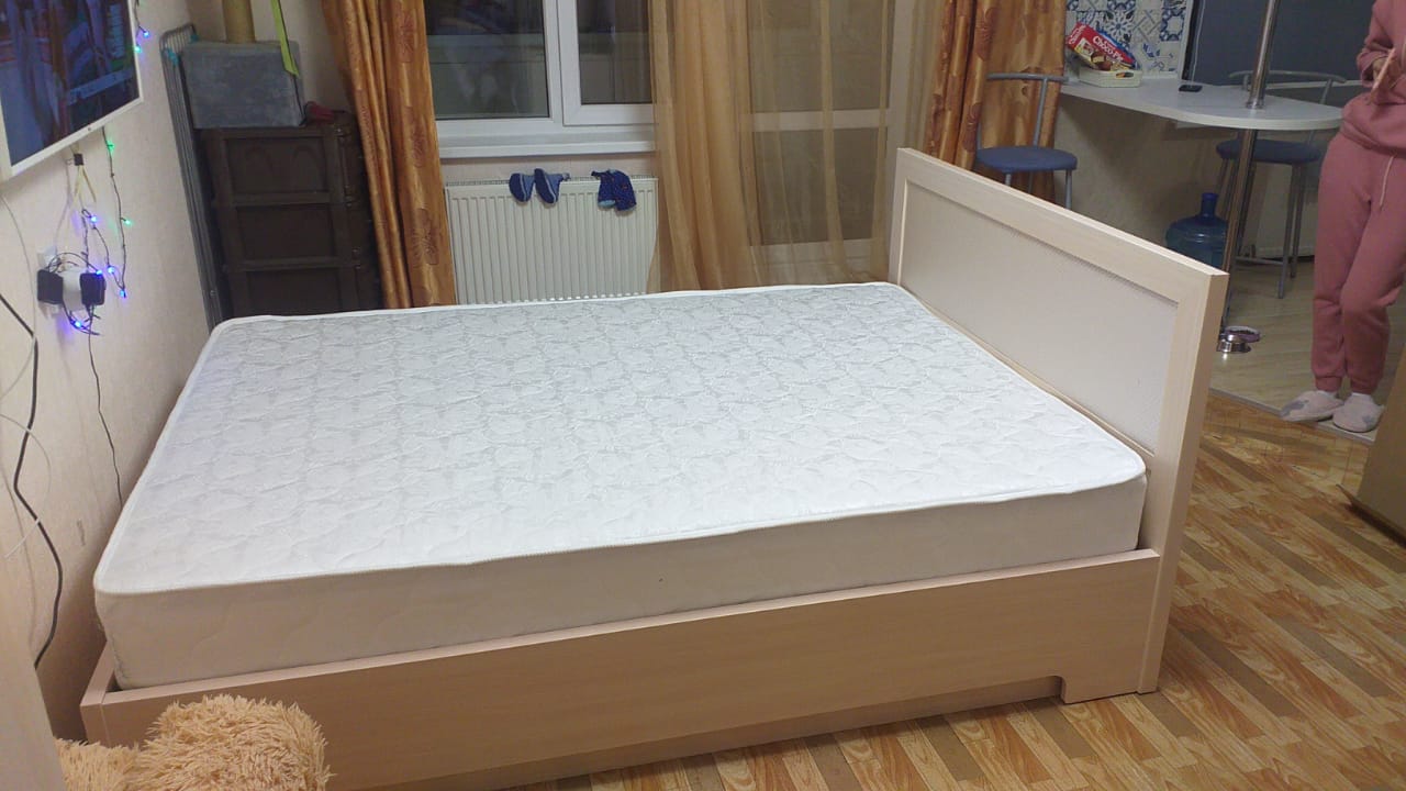 Двуспальная кровать "Мальта" 140 х 190 с ортопедическим основанием цвет сонома