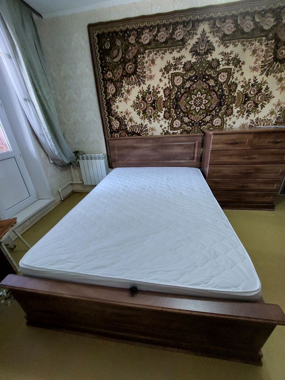 Двуспальная кровать "Прованс " 140 х 200 с ортопедическим осн-ем цвет дуб коньяк изножье низкое