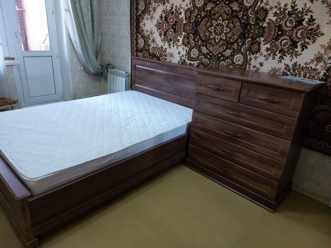 Двуспальная кровать "Прованс 2" 160 х 200 с подъемным мех-ом цвет дуб коньяк изножье высокое